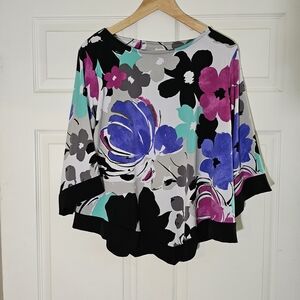Alfred Dunner Floral Blouse - Black, Purple, Blue